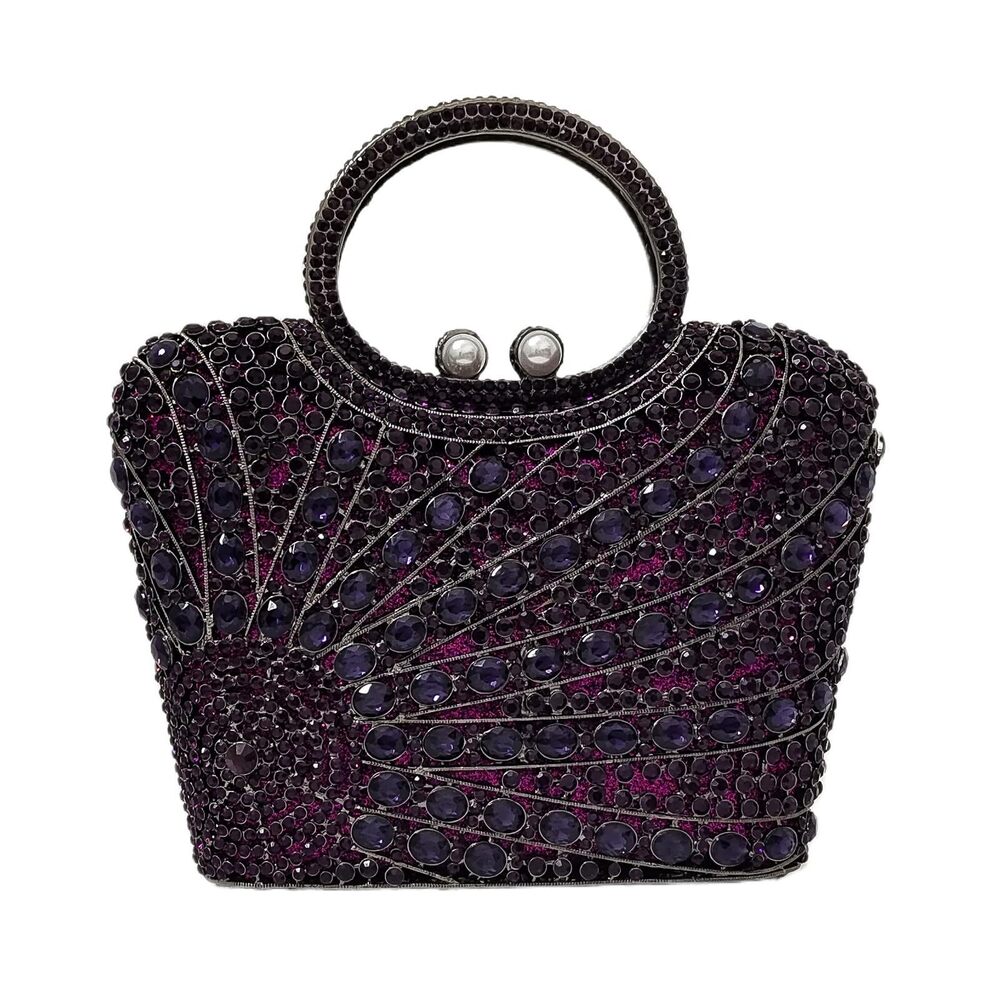 1824 Elegant Crystal Basket Clutch Rhinestone Evening Bag Wedding Formal